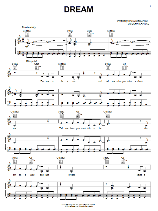 Miley Cyrus Dream sheet music notes and chords. Download Printable PDF.