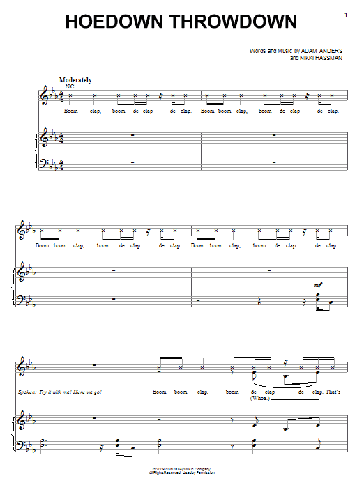 Miley Cyrus Hoedown Throwdown sheet music notes and chords. Download Printable PDF.