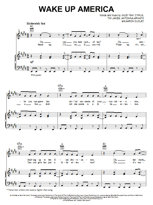 Learn to play Miley Cyrus Wake Up America sheet music for Easy Piano in minutes. Miley Cyrus Wake Up America sheet music notes and chords