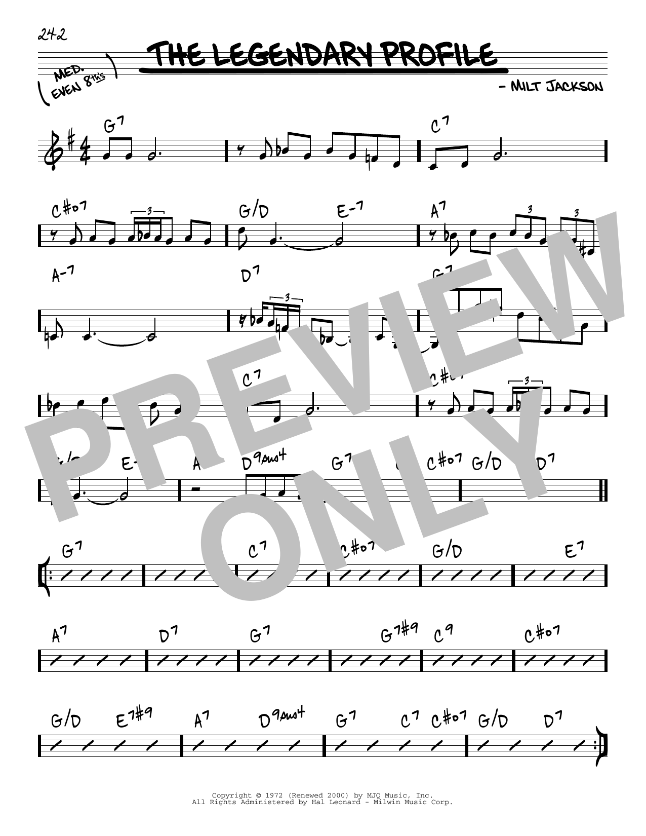 Milt Jackson The Legendary Profile sheet music notes and chords. Download Printable PDF.