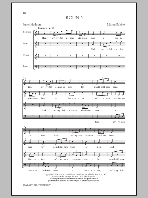 Milton Babbitt Round sheet music notes and chords. Download Printable PDF.