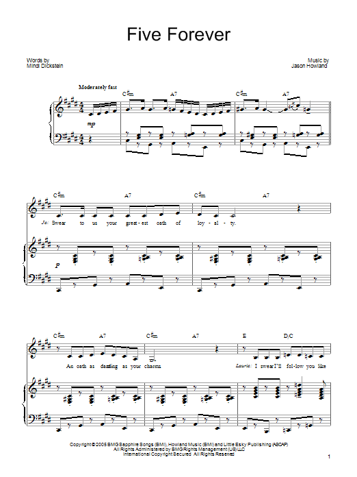 Mindi Dickstein Five Forever sheet music notes and chords. Download Printable PDF.