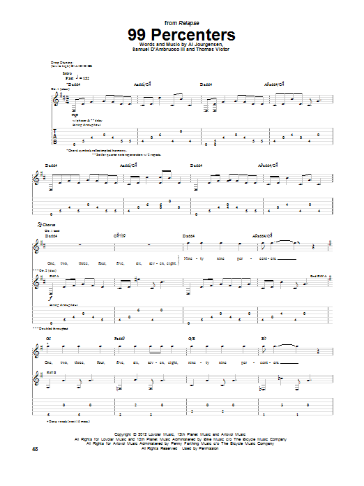 Ministry 99 Percenters sheet music notes and chords. Download Printable PDF.