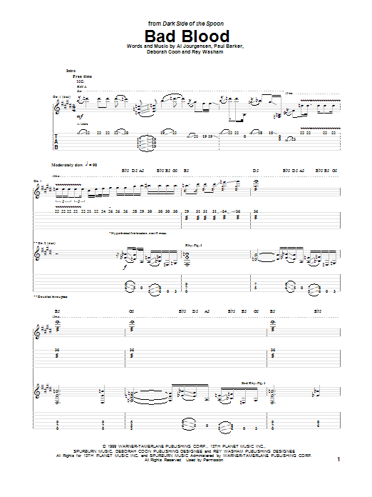 Ministry Bad Blood sheet music notes and chords. Download Printable PDF.