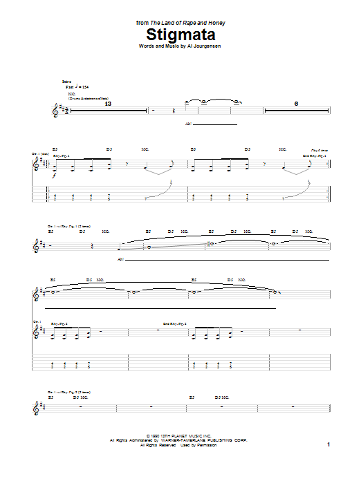 Ministry Stigmata sheet music notes and chords. Download Printable PDF.