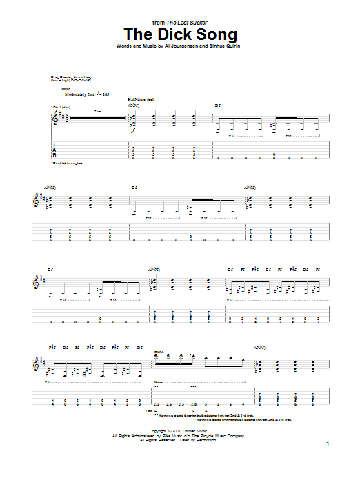 Ministry The Dick Song sheet music notes and chords. Download Printable PDF.