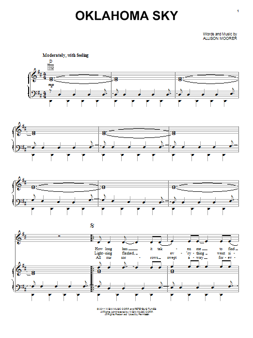 Miranda Lambert Oklahoma Sky sheet music notes and chords. Download Printable PDF.