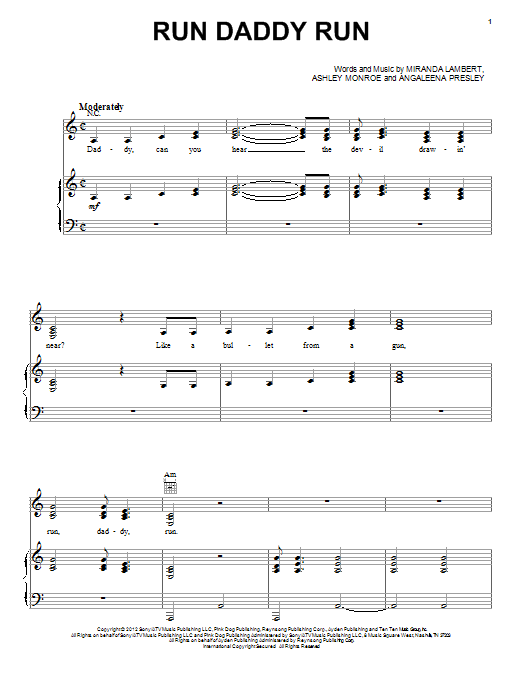 Miranda Lambert Run Daddy Run sheet music notes and chords. Download Printable PDF.