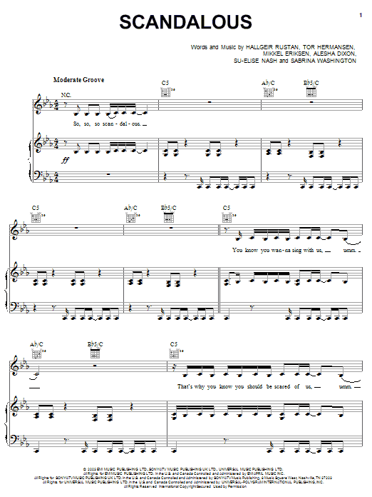 Mis-Teeq Scandalous sheet music notes and chords. Download Printable PDF.