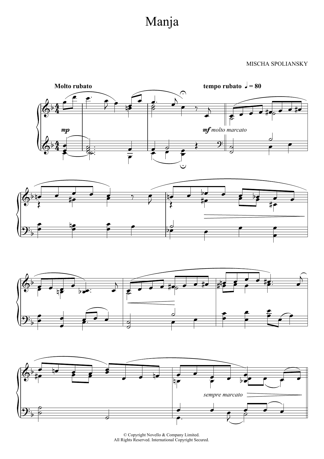 Mischa Spoliansky Manja sheet music notes and chords. Download Printable PDF.