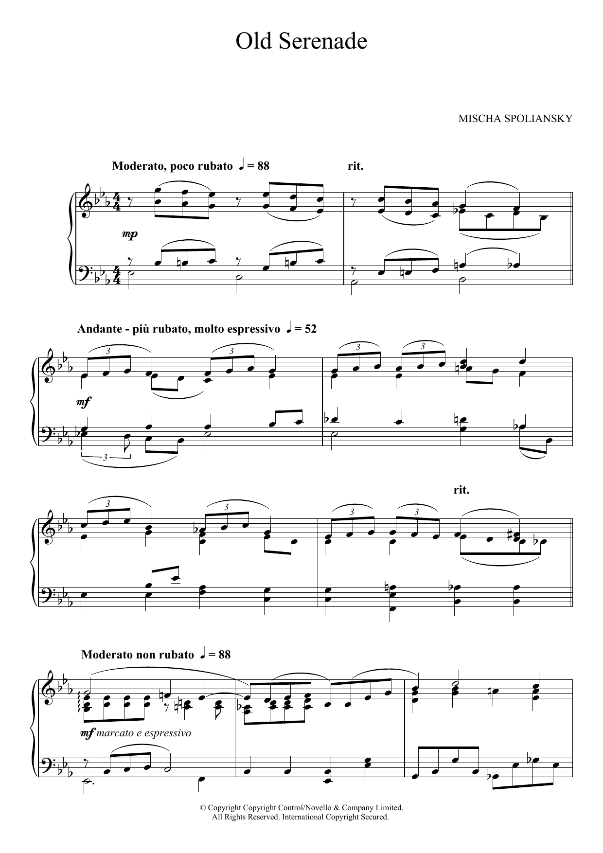 Mischa Spoliansky Old Serenade sheet music notes and chords. Download Printable PDF.