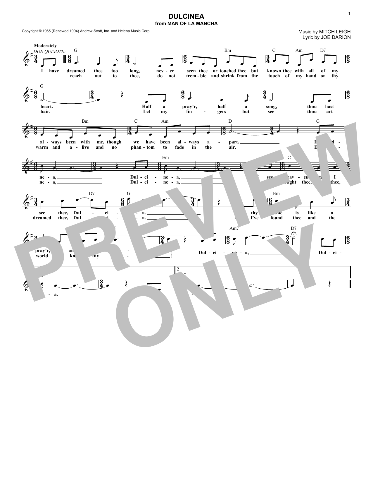Learn to play Mitch Leigh Dulcinea sheet music for Lead Sheet / Fake Book in minutes. Price: 5.9900$ Mitch Leigh Dulcinea sheet music notes and chords arranged for Lead Sheet / Fake Book
