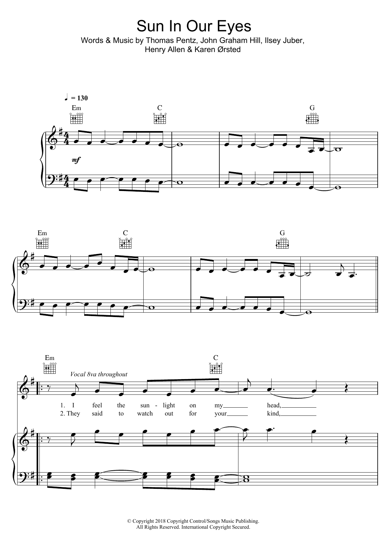 MØ Sun In Our Eyes sheet music notes and chords. Download Printable PDF.