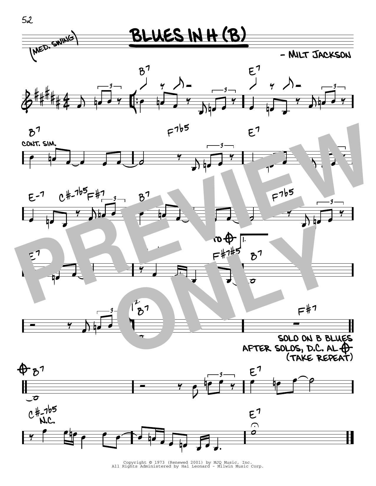 Learn to play Modern Jazz Quartet Blues In H (B) sheet music for Real Book – Melody & Chords in minutes. Modern Jazz Quartet Blues In H (B) sheet music notes and chords. Download Printable PDF.