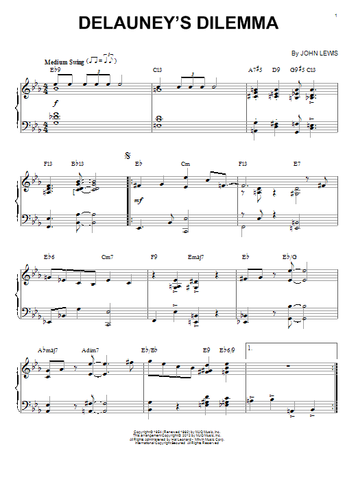 Learn to play Modern Jazz Quartet Delauney's Dilemma (arr. Brent Edstrom) sheet music for Piano Solo in minutes. Modern Jazz Quartet Delauney's Dilemma (arr. Brent Edstrom) sheet music notes and chords. Download Printable PDF.