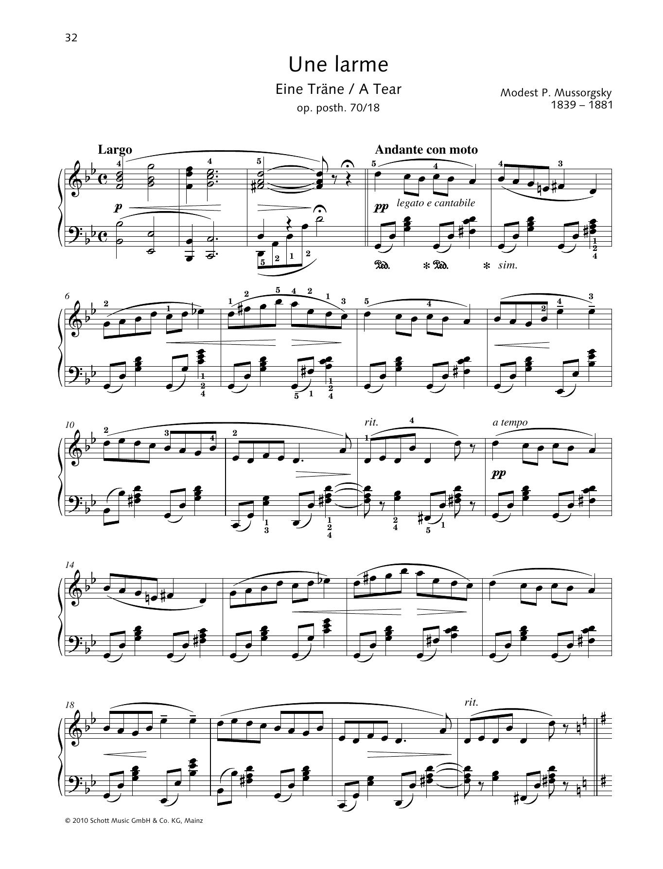 Learn to play Modest Mussorgsky A Tear sheet music for Piano Solo in minutes. Price: 6.9900$ Modest Mussorgsky A Tear sheet music notes and chords arranged for Piano Solo