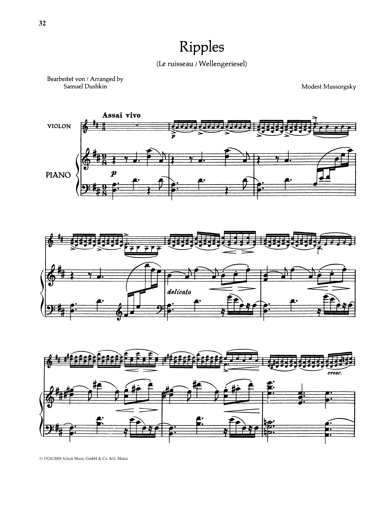 Modest Mussorgsky Ripples sheet music notes and chords. Download Printable PDF.