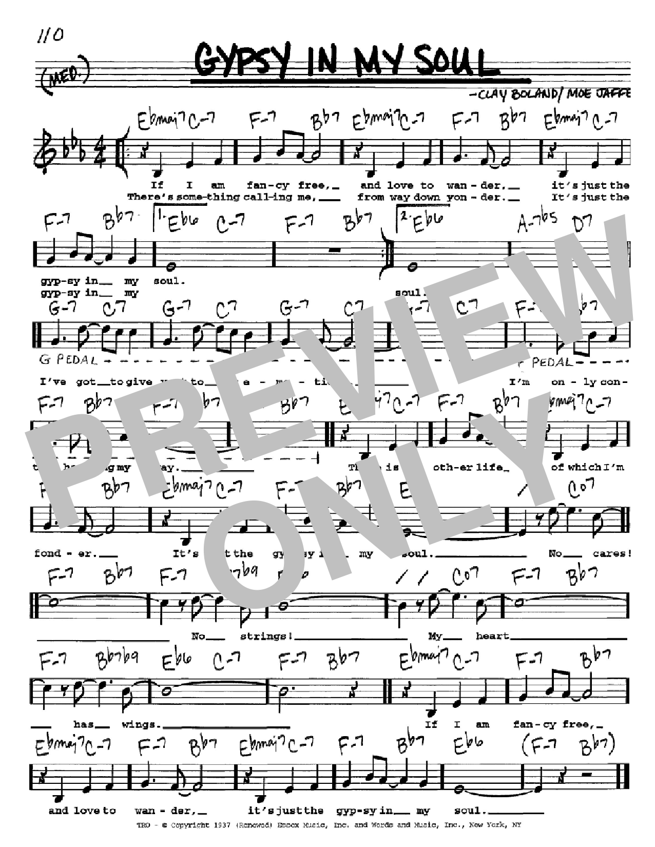 Moe Jaffe Gypsy In My Soul sheet music notes and chords. Download Printable PDF.