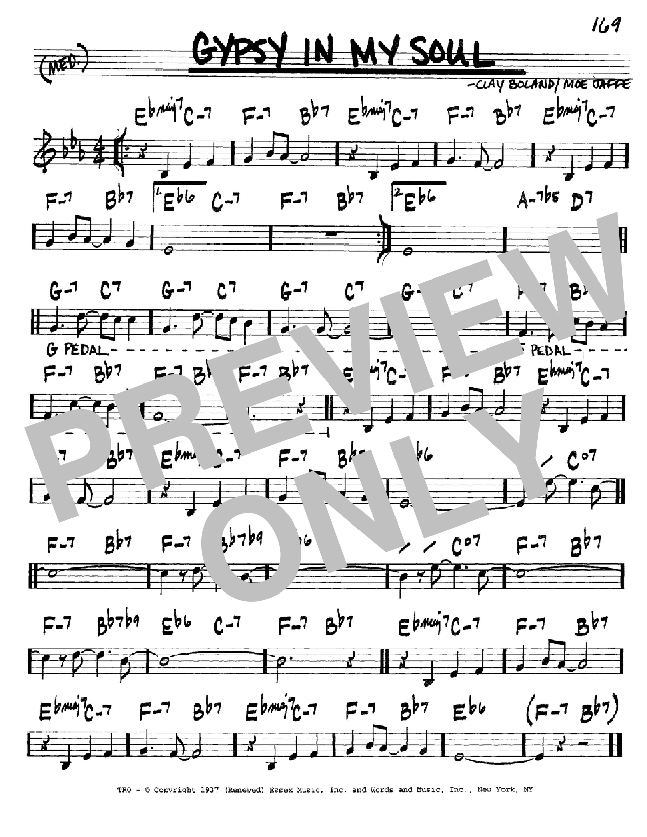 Moe Jaffe Gypsy In My Soul sheet music notes and chords arranged for Easy Lead Sheet / Fake Book