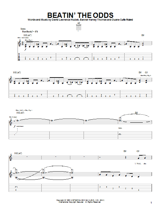 Molly Hatchet Beatin' The Odds sheet music notes and chords. Download Printable PDF.