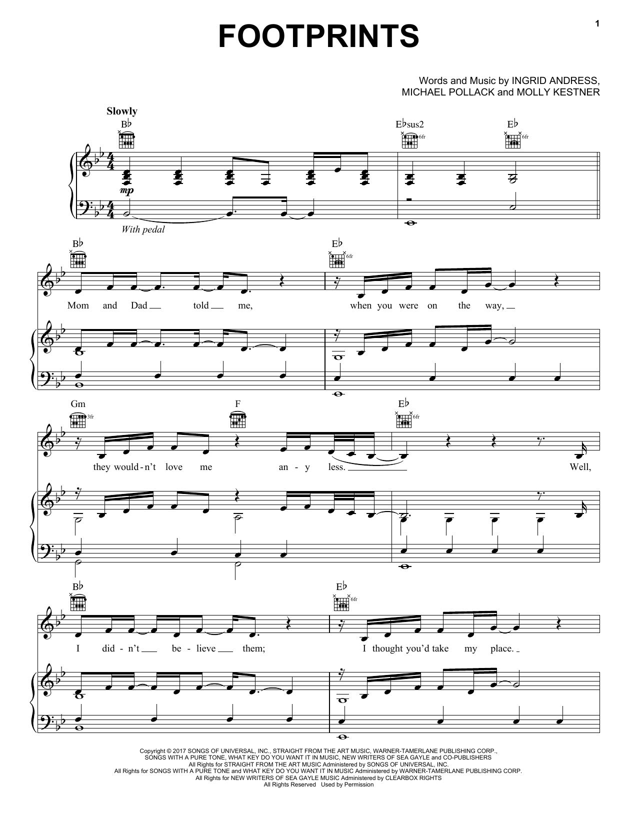 Molly Kate Kestner Footprints sheet music notes and chords. Download Printable PDF.