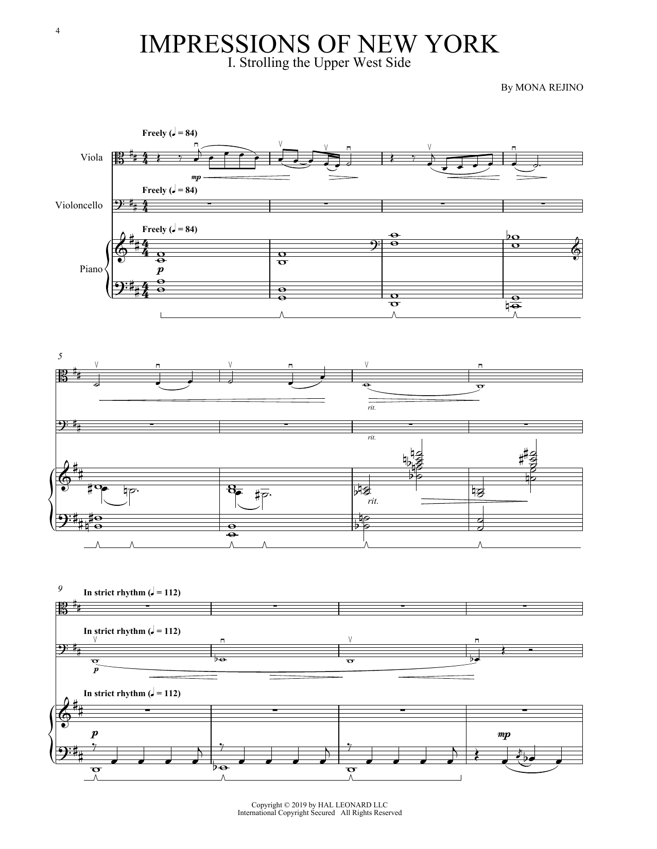 Learn to play Mona Rejino Impressions Of New York sheet music for Instrumental Duet and Piano in minutes. Price: 11.9700$ Mona Rejino Impressions Of New York sheet music notes and chords arranged for Instrumental Duet and Piano