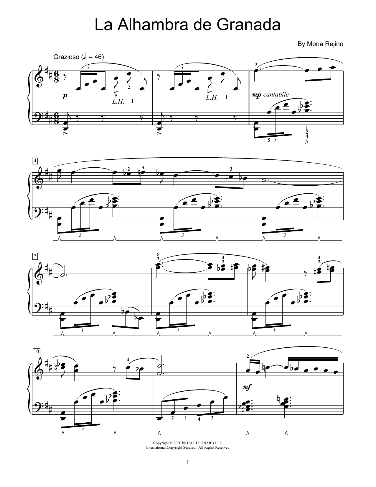 Learn to play Mona Rejino La Alhambra De Granada sheet music for Educational Piano in minutes. Price: 6.9900$ Mona Rejino La Alhambra De Granada sheet music notes and chords arranged for Educational Piano