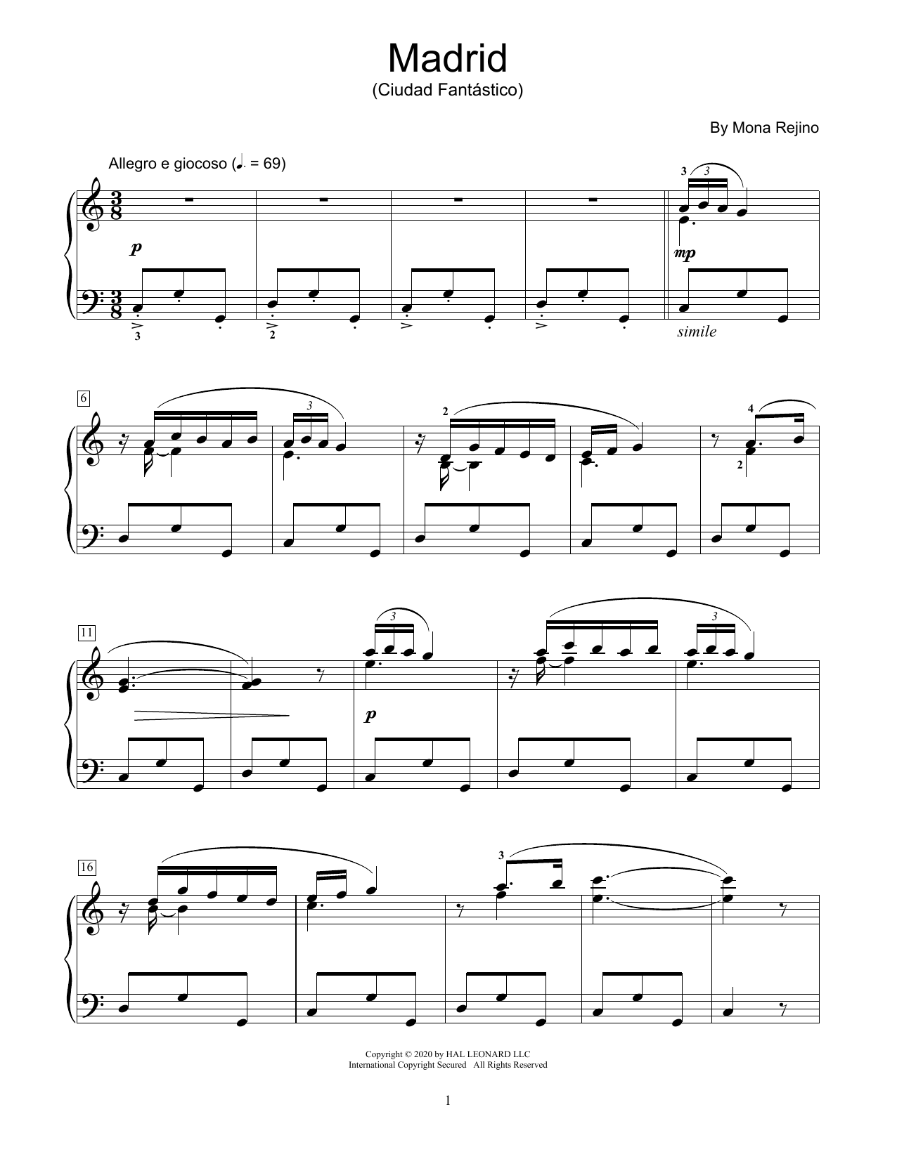 Learn to play Mona Rejino Madrid (Ciudad Fantastico) sheet music for Educational Piano in minutes. Price: 6.9900$ Mona Rejino Madrid (Ciudad Fantastico) sheet music notes and chords arranged for Educational Piano