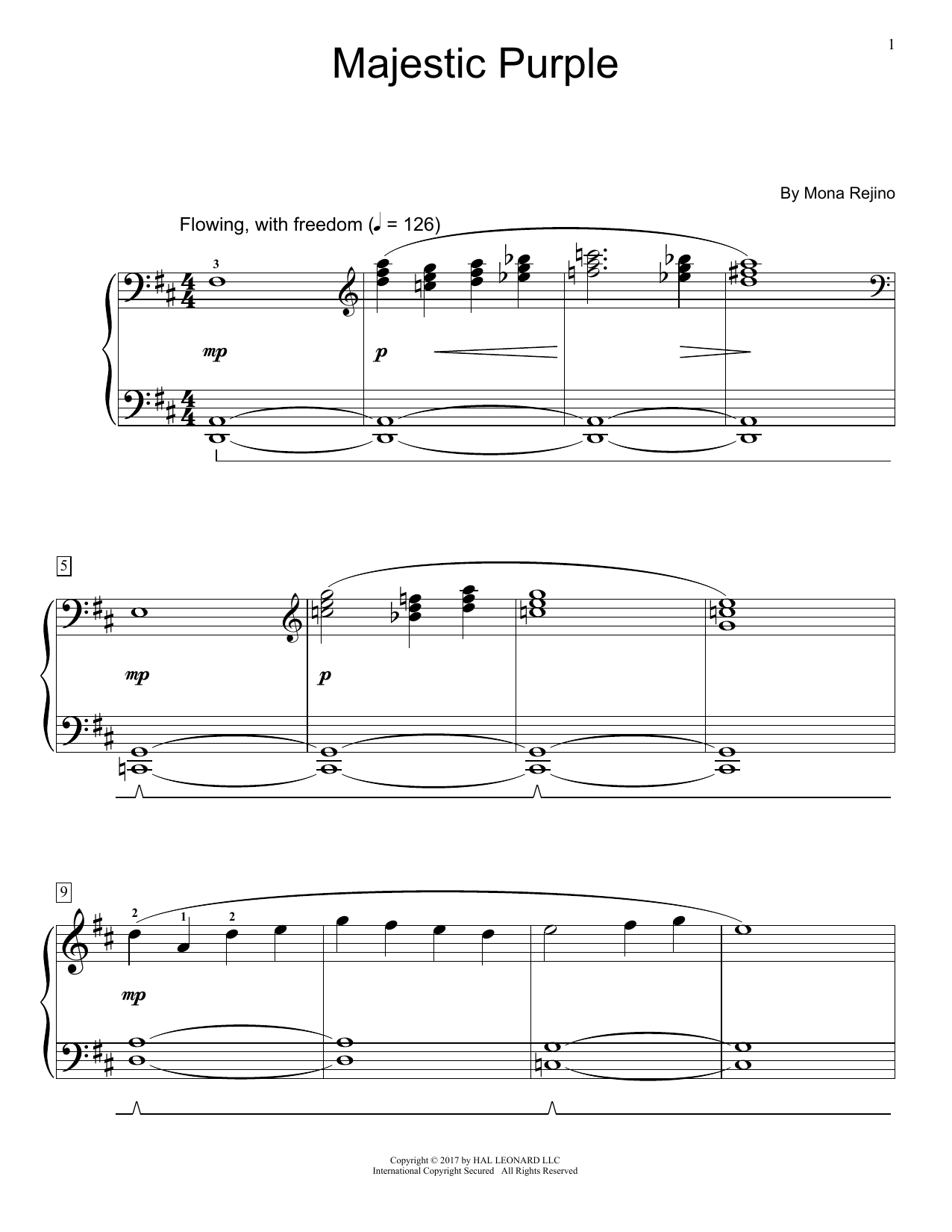 Mona Rejino Majestic Purple sheet music notes and chords. Download Printable PDF.