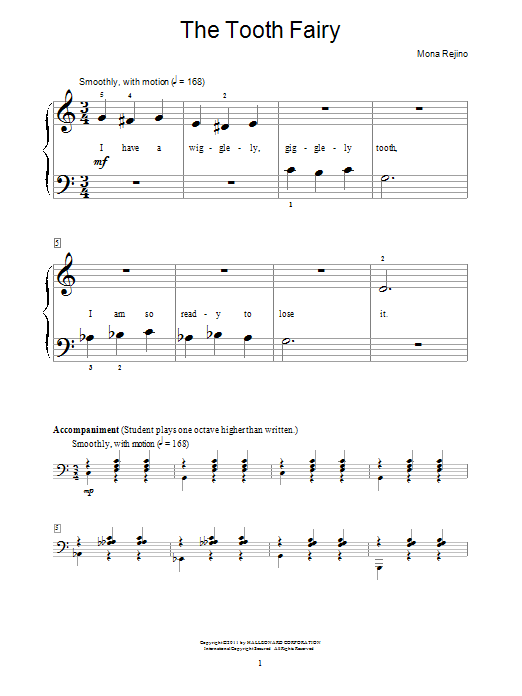 Mona Rejino The Tooth Fairy sheet music notes and chords. Download Printable PDF.