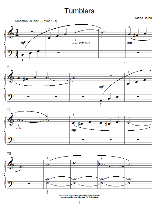 Mona Rejino Tumblers sheet music notes and chords. Download Printable PDF.