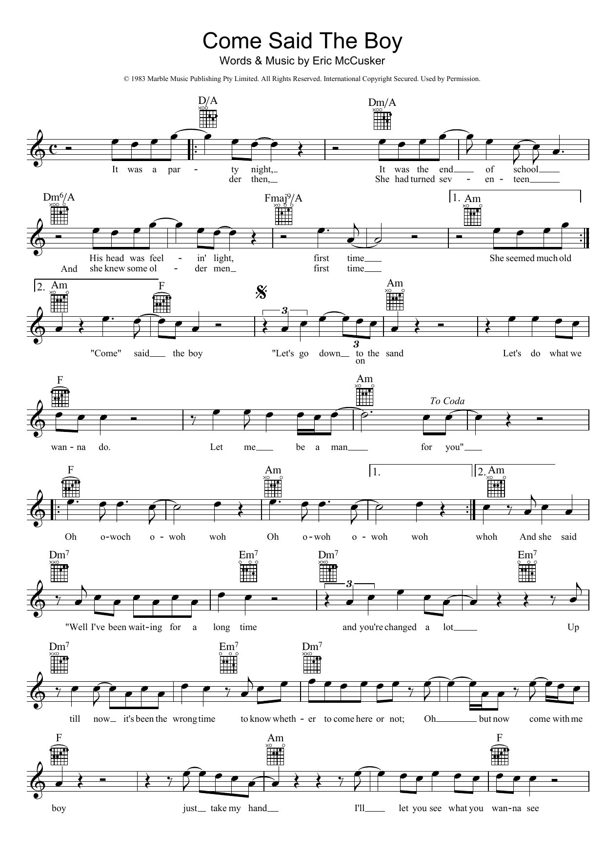 Learn to play Mondo Rock Come Said The Boy sheet music for Lead Sheet / Fake Book in minutes. Price: 5.9900$ Mondo Rock Come Said The Boy sheet music notes and chords arranged for Lead Sheet / Fake Book