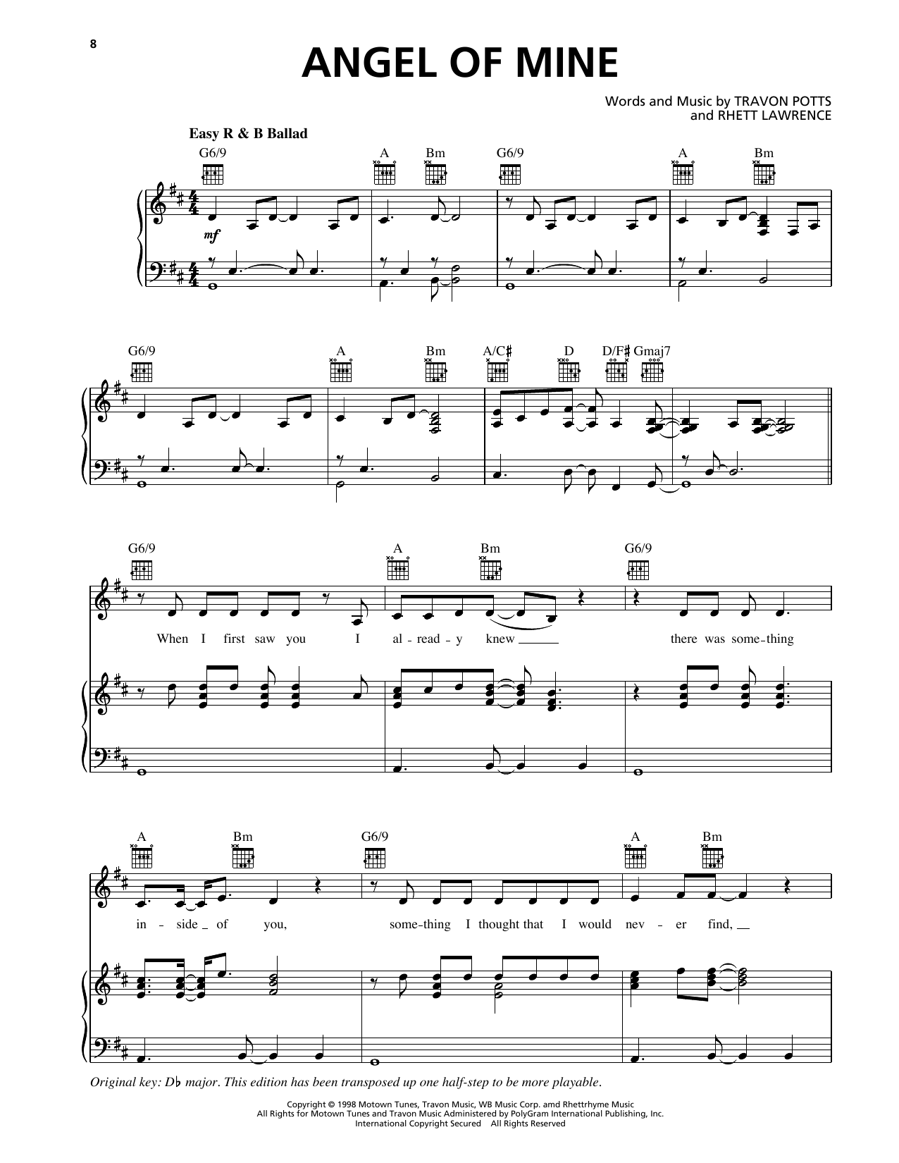 Monica Angel Of Mine sheet music notes and chords. Download Printable PDF.