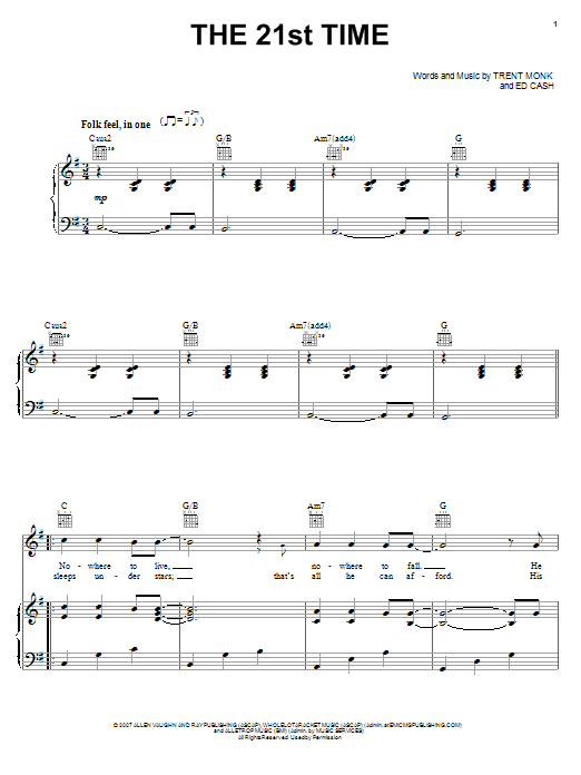 Monk & Neagle The 21st Time sheet music notes and chords. Download Printable PDF.