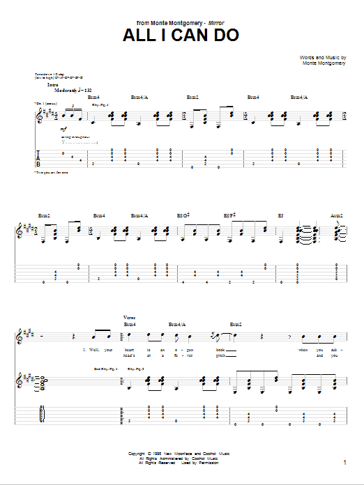 Learn to play Monte Montgomery All I Can Do sheet music for Guitar Tab in minutes. Price: 7.8900$ Monte Montgomery All I Can Do sheet music notes and chords arranged for Guitar Tab