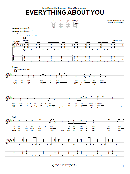 Monte Montgomery Everything About You sheet music notes and chords. Download Printable PDF.