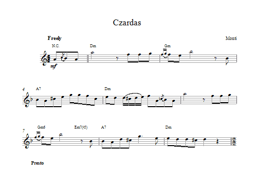 Vittorio Monti Czardas sheet music notes and chords - Download Printable PDF and start playing in minutes.