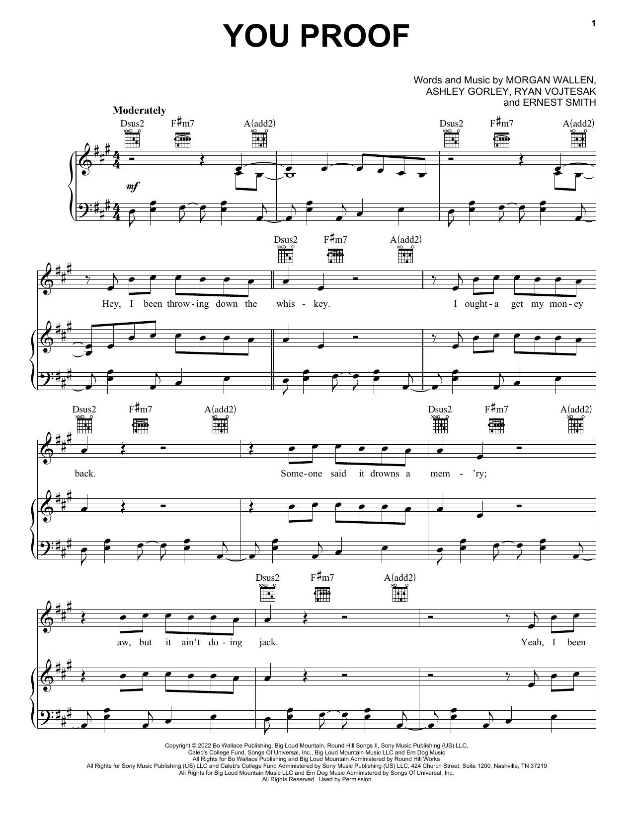 Morgan Wallen You Proof sheet music notes and chords. Download Printable PDF.