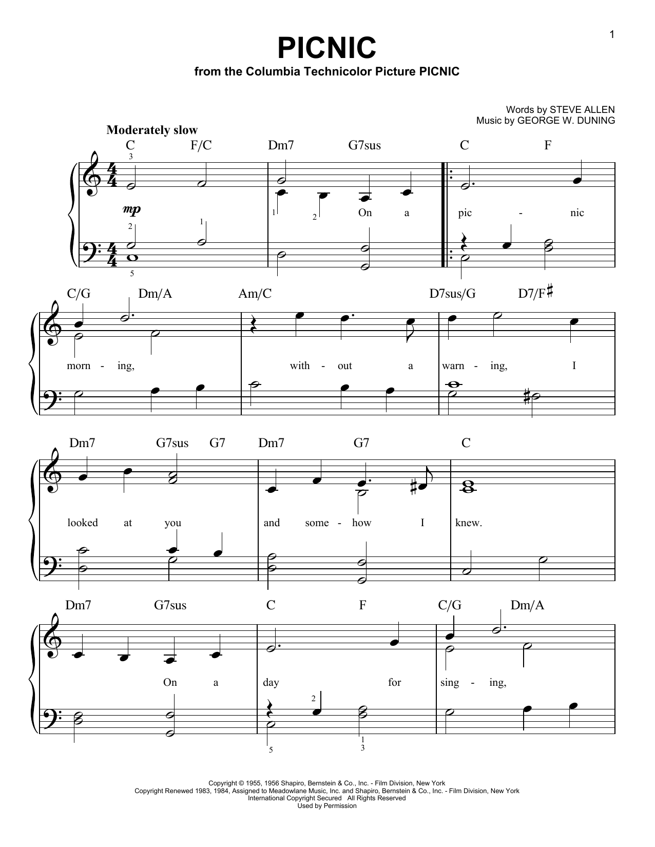 Learn to play Morris Stoloff Picnic sheet music for Piano Solo in minutes. Morris Stoloff Picnic sheet music notes and chords. Download Printable PDF.