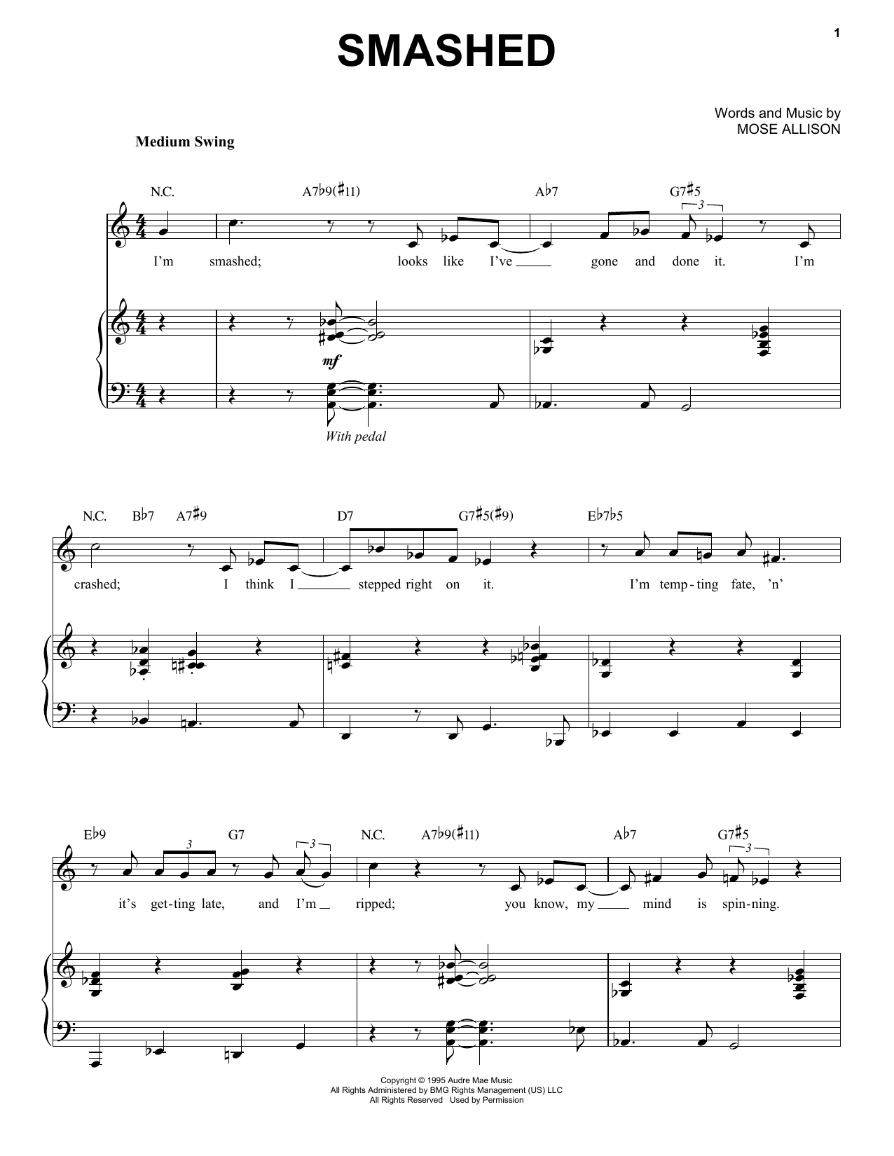 Mose Allison Smashed sheet music notes and chords. Download Printable PDF.