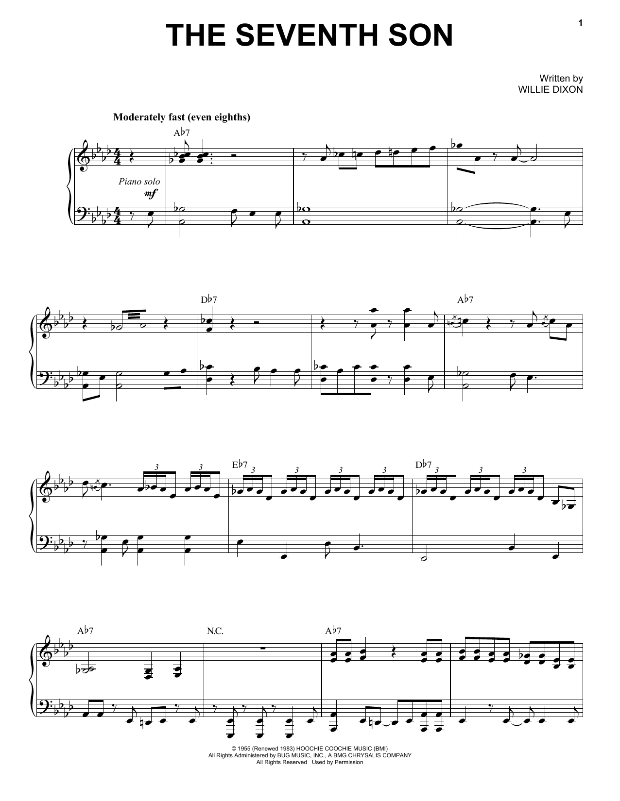 Mose Allison The Seventh Son sheet music notes and chords. Download Printable PDF.