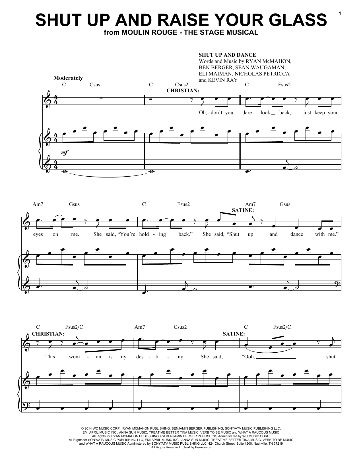 Learn to play Moulin Rouge! The Musical Cast Shut Up And Raise Your Glass (from Moulin Rouge! The Musical) sheet music for Piano & Vocal in minutes. Moulin Rouge! The Musical Cast Shut Up And Raise Your Glass (from Moulin Rouge! The Musical) sheet music notes and chords. Download Printable PDF.