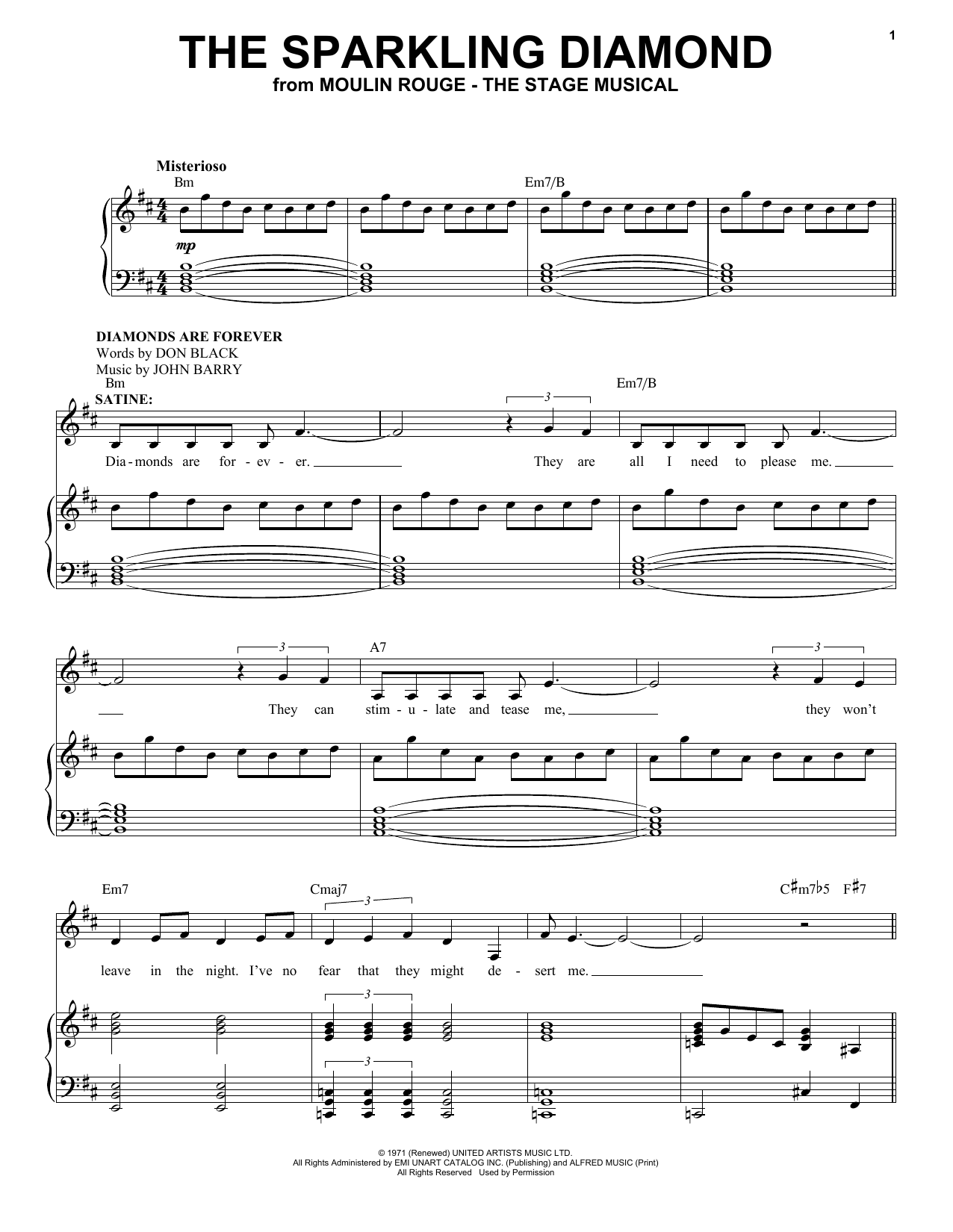 Learn to play Moulin Rouge! The Musical Cast The Sparkling Diamond (from Moulin Rouge! The Musical) sheet music for Piano & Vocal in minutes. Moulin Rouge! The Musical Cast The Sparkling Diamond (from Moulin Rouge! The Musical) sheet music notes and chords. Download Printable PDF.