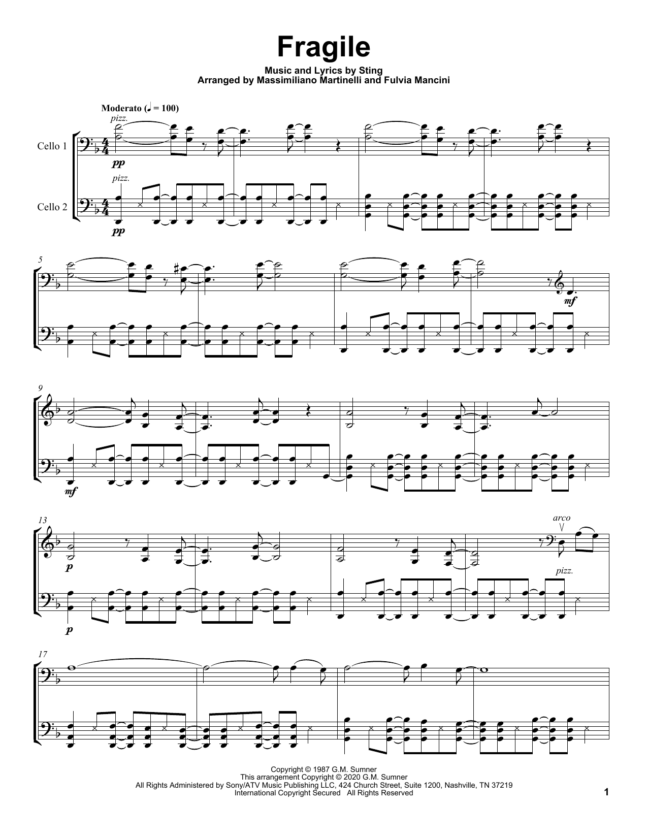 Mr. & Mrs. Cello Fragile sheet music notes and chords. Download Printable PDF.