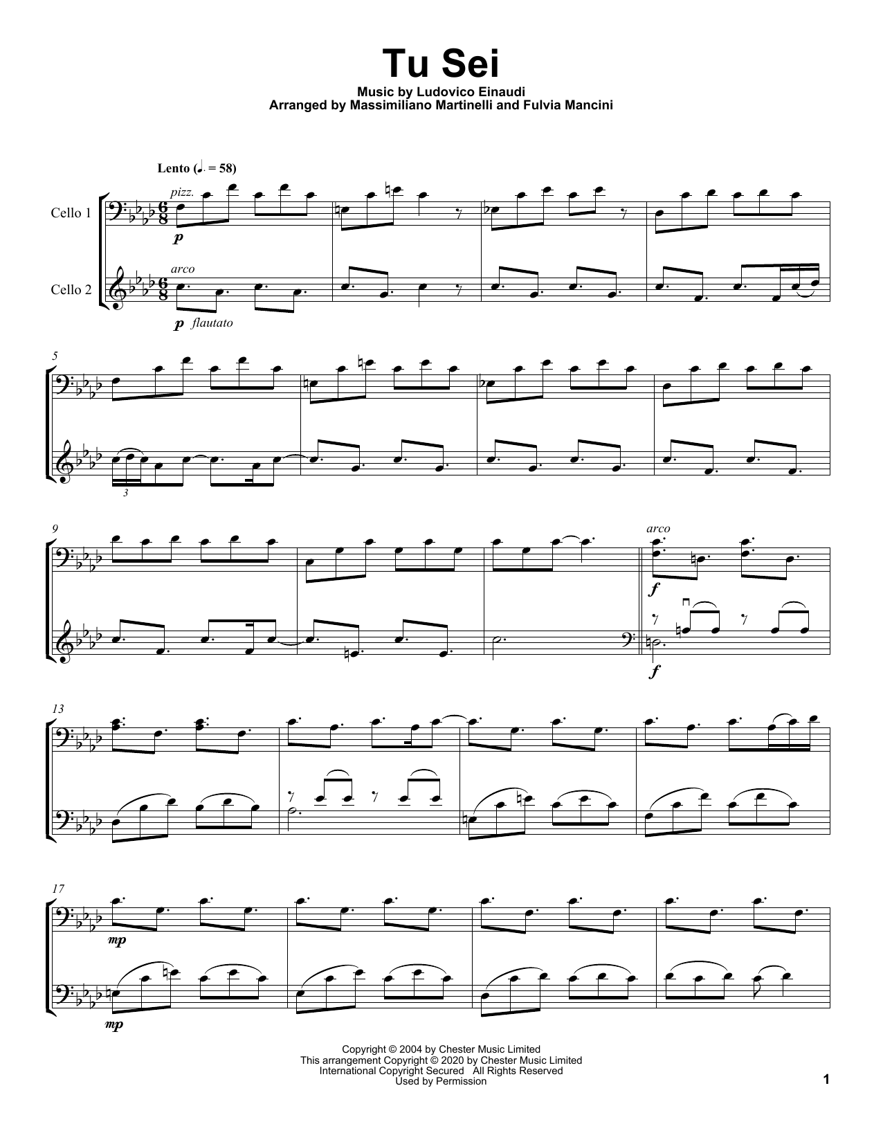 Mr. & Mrs. Cello Tu Sei sheet music notes and chords. Download Printable PDF.