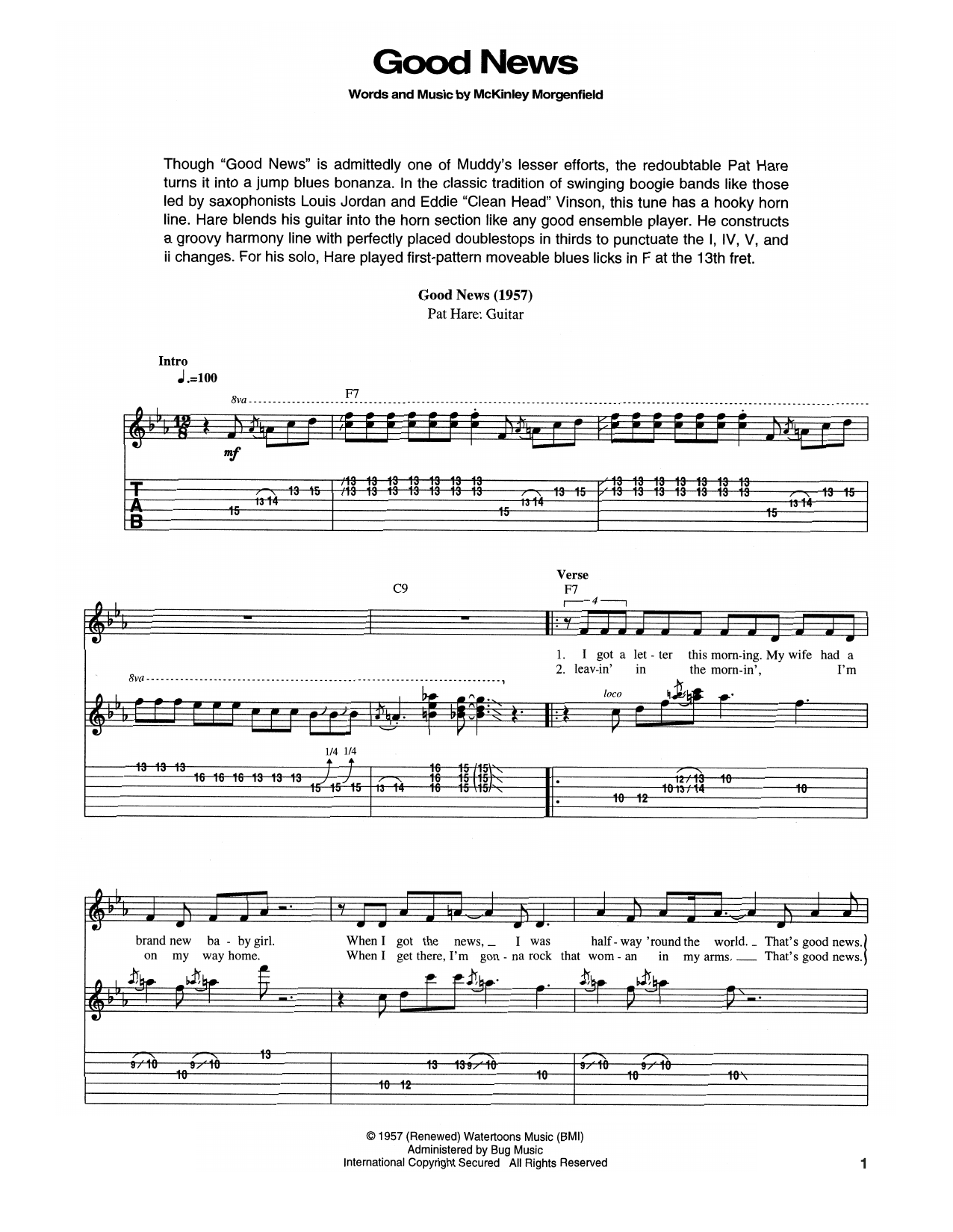 Muddy Waters Good News sheet music notes and chords. Download Printable PDF.