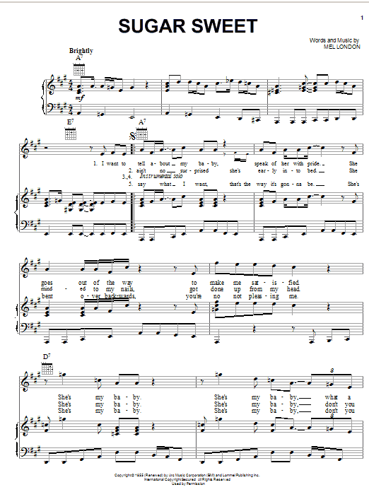 Muddy Waters Sugar Sweet sheet music notes and chords. Download Printable PDF.