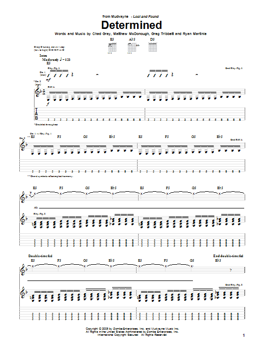 Mudvayne Determined sheet music notes and chords. Download Printable PDF.