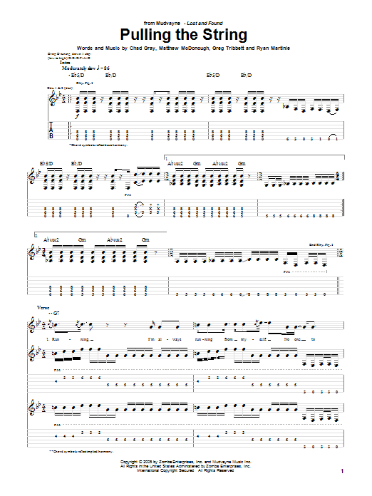 Mudvayne Pulling The String sheet music notes and chords. Download Printable PDF.