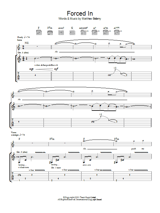 Muse Forced In sheet music notes and chords. Download Printable PDF.